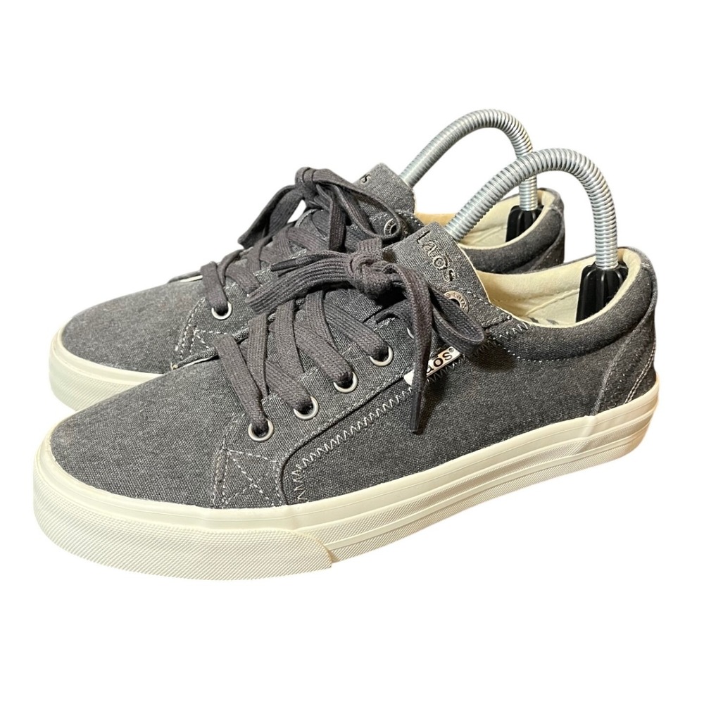 Taos Plim Soul Sneaker Womens 8.5W Charcoal Grey Canvas Lace Up PLS-13644